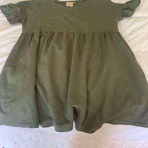 Jillian Harris baby doll dress with ruffled sleeves.